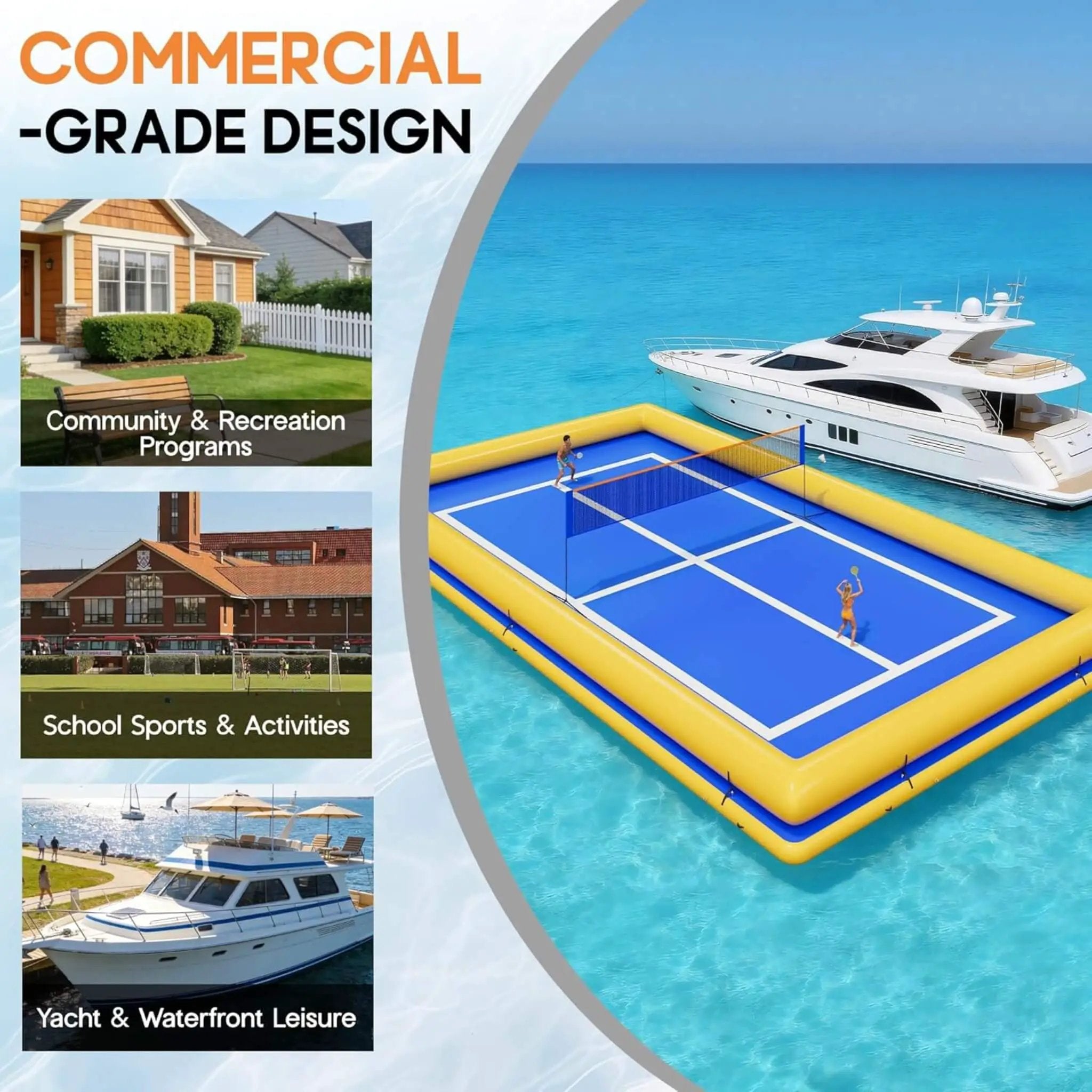 [26X46FT] Inflatable Commercial Floating Pickleball And Volleyball Court With Net (SAK39071) by SAKSBY WHOLESALE