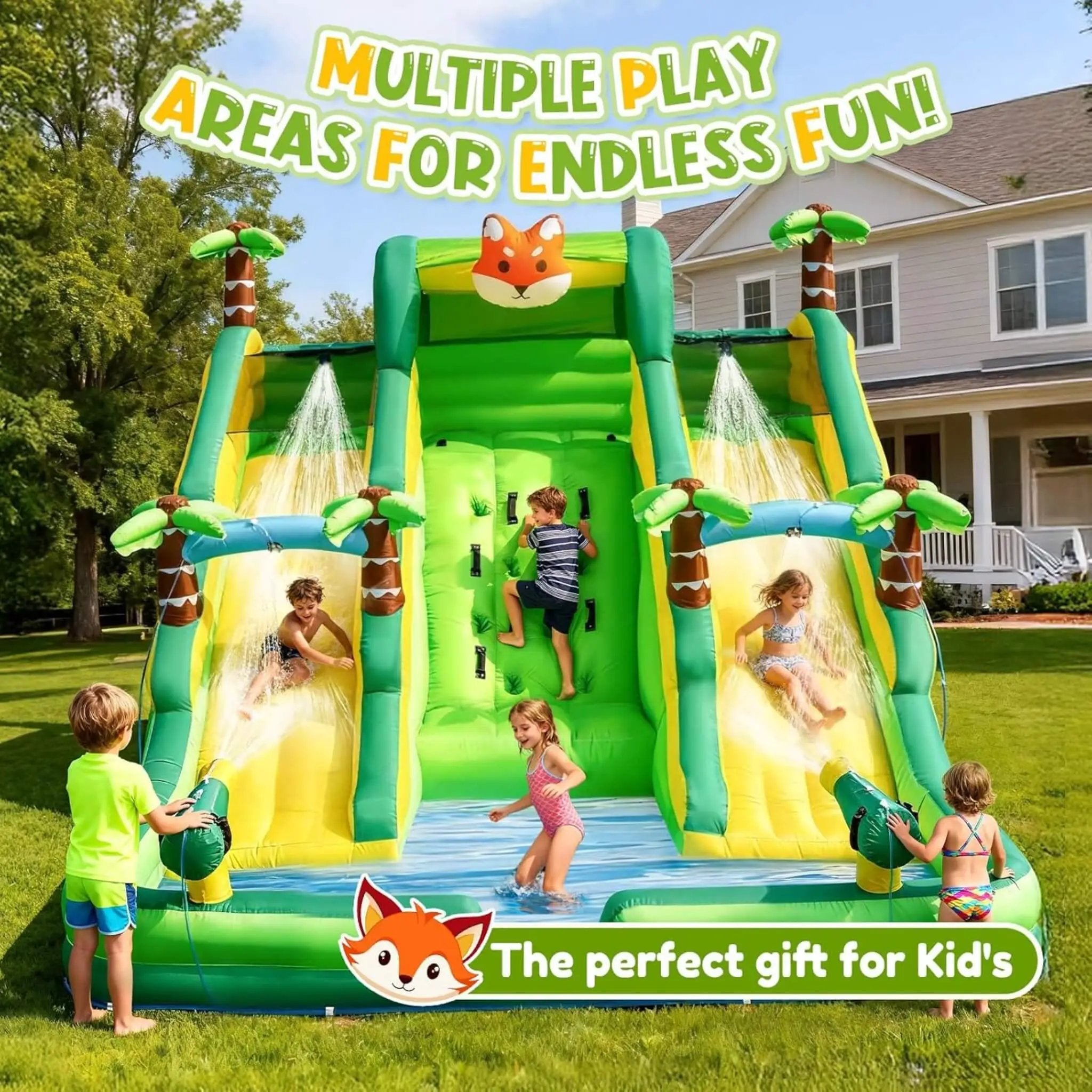 Inflatable Water Slide Park With Pool And Climbing Wall (SAK90736) by SAKSBY WHOLESALE