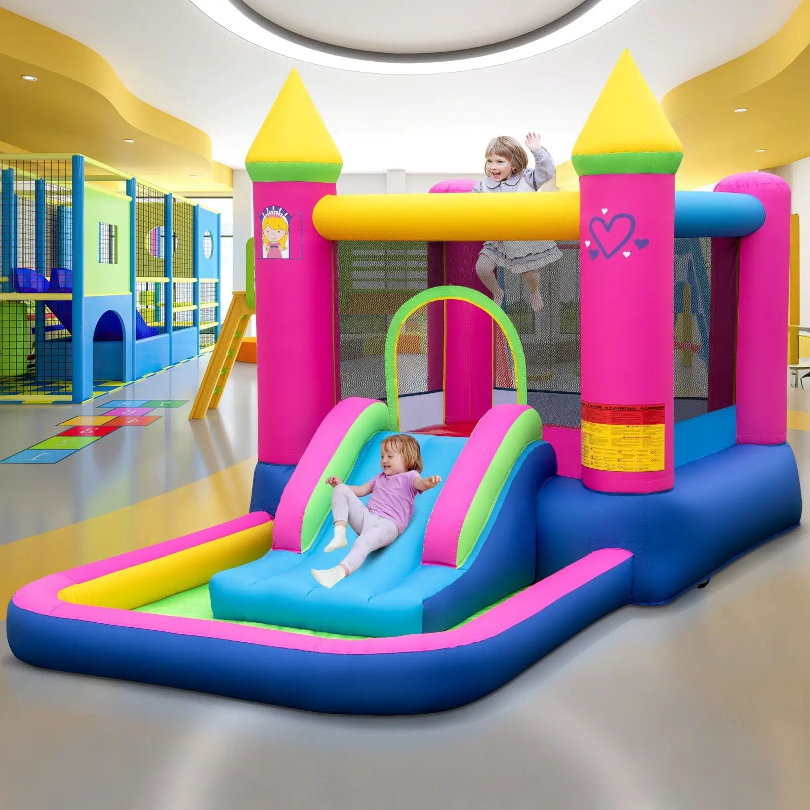 Inflatable Bounce House 4-in-1 Kids Princess-themed Bouncer Blow-up Bouncy Castle by DirectDeals