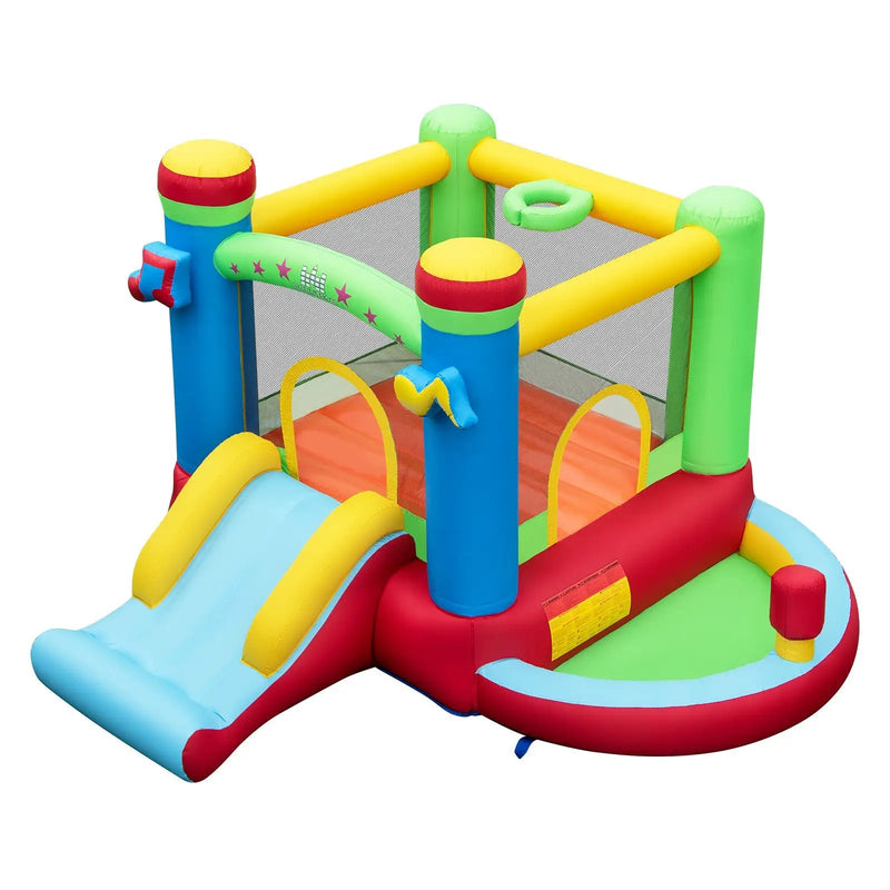 Inflatable Bounce House Kids Music-Themed Castle Sound Interaction Inflatable Bouncer without Blower by DirectDeals