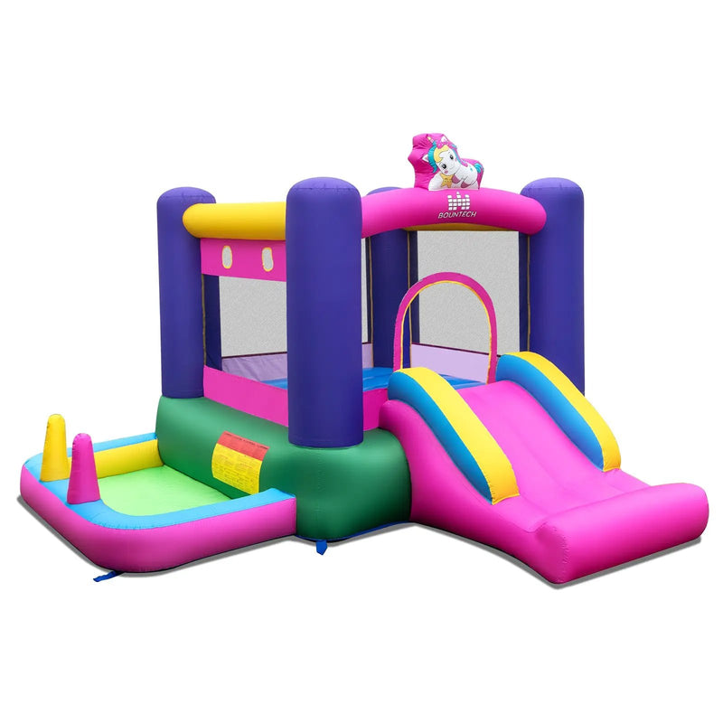 Inflatable Bounce House with Slide Splash Pool and Ring Tossing Games without Blower by DirectDeals