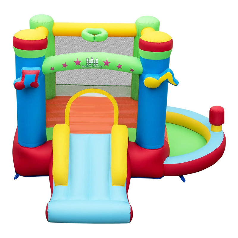 Inflatable Bounce House Kids Music-Themed Castle Sound Interaction Inflatable Bouncer without Blower by DirectDeals