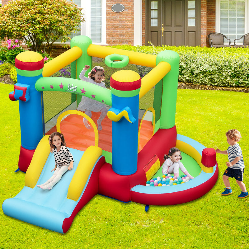 Inflatable Bounce House Kids Music-Themed Castle Sound Interaction Inflatable Bouncer without Blower by DirectDeals