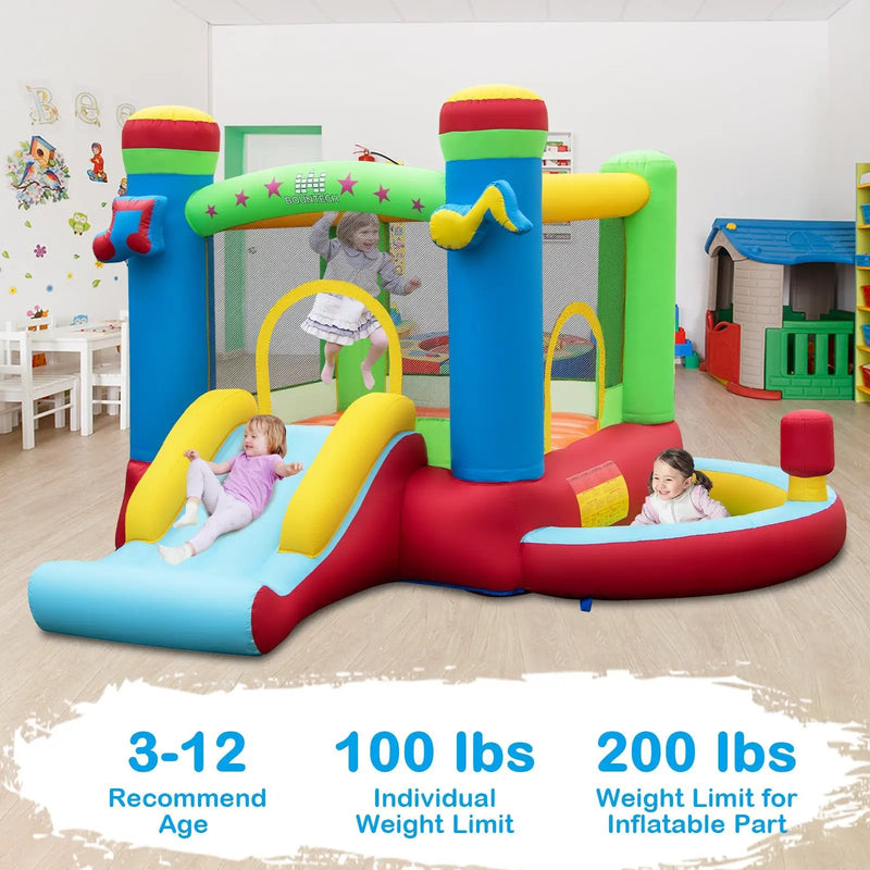 Inflatable Bounce House Kids Music-Themed Castle Sound Interaction Inflatable Bouncer without Blower by DirectDeals