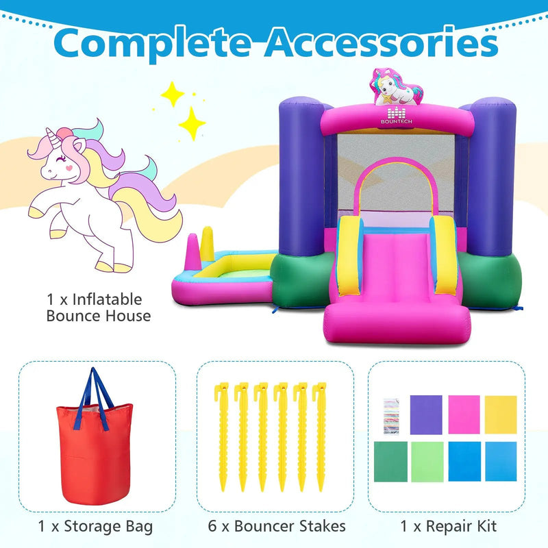 Inflatable Bounce House with Slide Splash Pool and Ring Tossing Games without Blower by DirectDeals