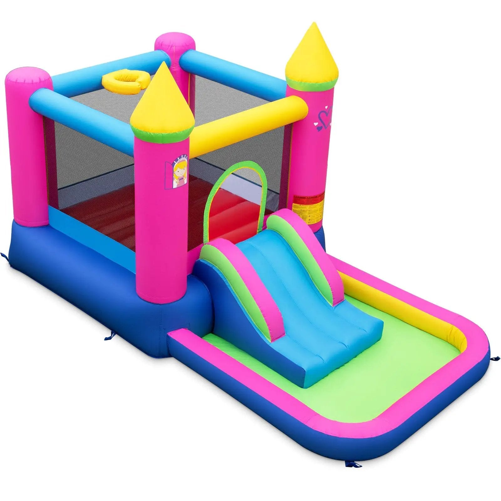 Inflatable Bounce House 4-in-1 Kids Princess-themed Bouncer Blow-up Bouncy Castle by DirectDeals
