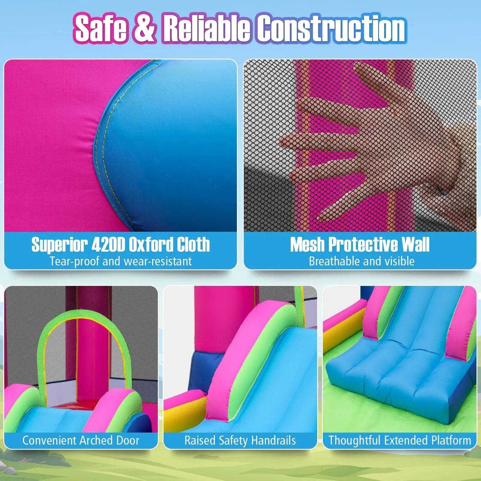 Inflatable Bounce House Cute Princess Bouncy Castle with 520W Blower by DirectDeals