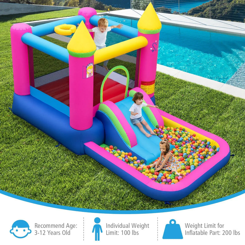 Inflatable Bounce House 4-in-1 Kids Princess-themed Bouncer Blow-up Bouncy Castle with 480 Blower by DirectDeals