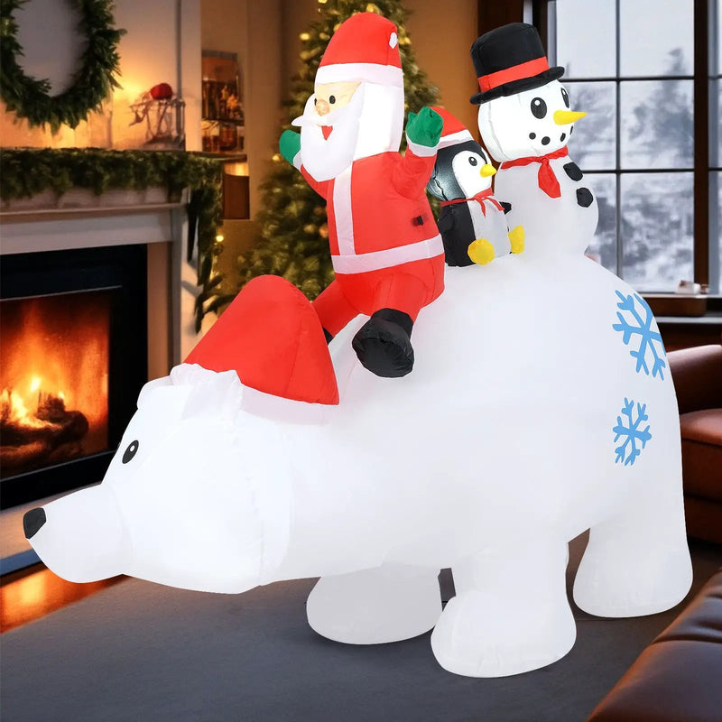 6 Ft Christmas Inflatable with Lights Animated Santa Penguin and Snowman by DirectDeals