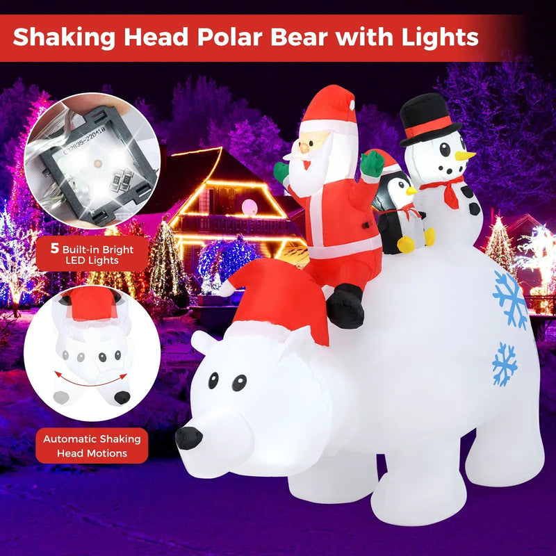 6 Ft Christmas Inflatable with Lights Animated Santa Penguin and Snowman by DirectDeals