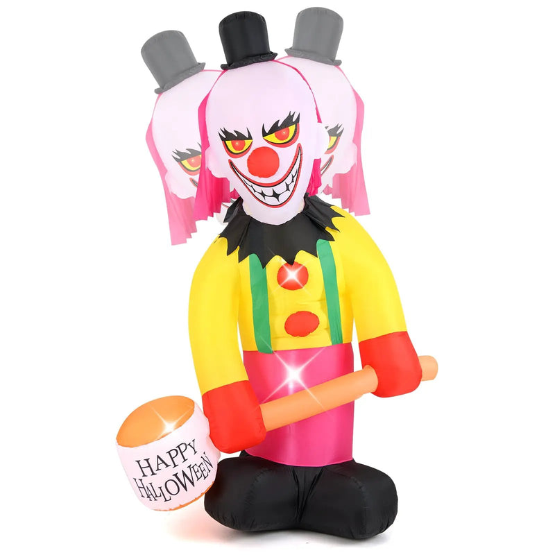 5.9 x 7.9 FT Inflatable Halloween Head Turning Clown with Hammer and Flashing Eyes by DirectDeals