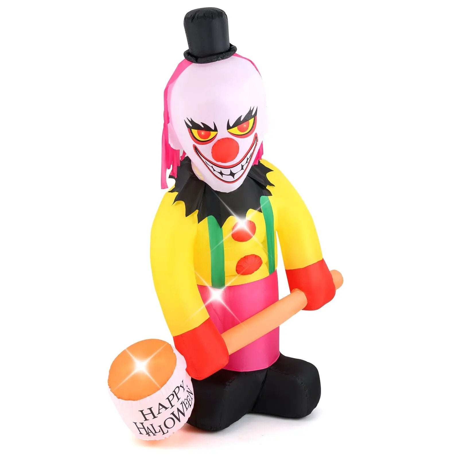 5.9 x 7.9 FT Inflatable Halloween Head Turning Clown with Hammer and Flashing Eyes by DirectDeals