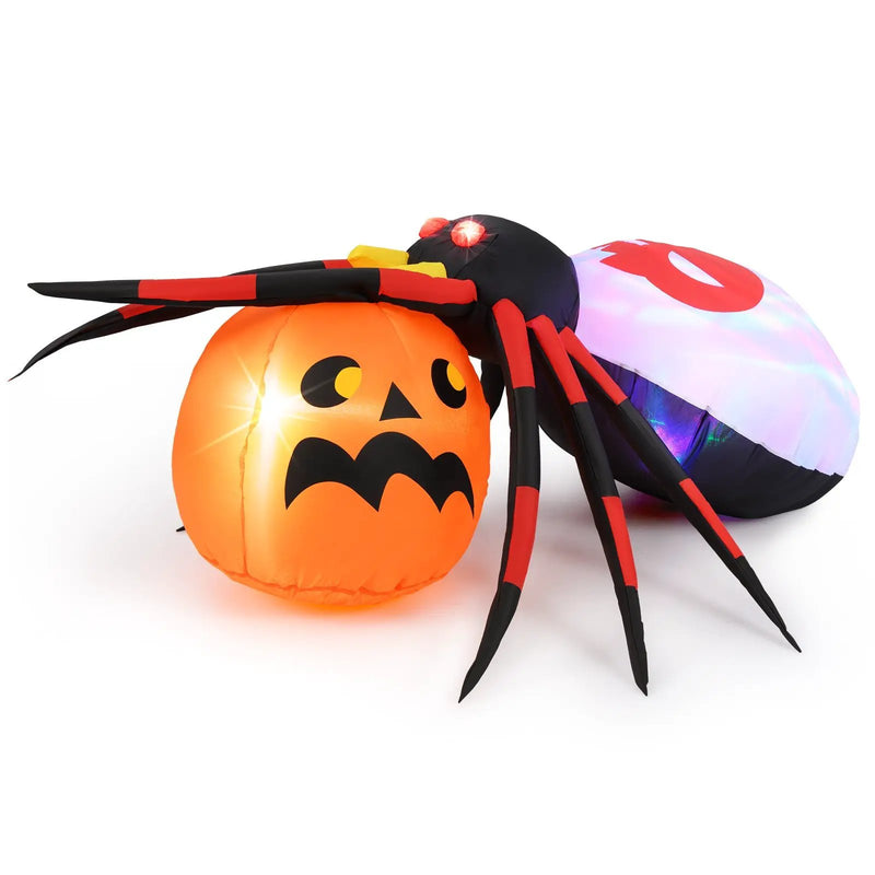 4.9 x 4.6 Feet Inflatable Spider with Pumpkin and Rotating Light by DirectDeals