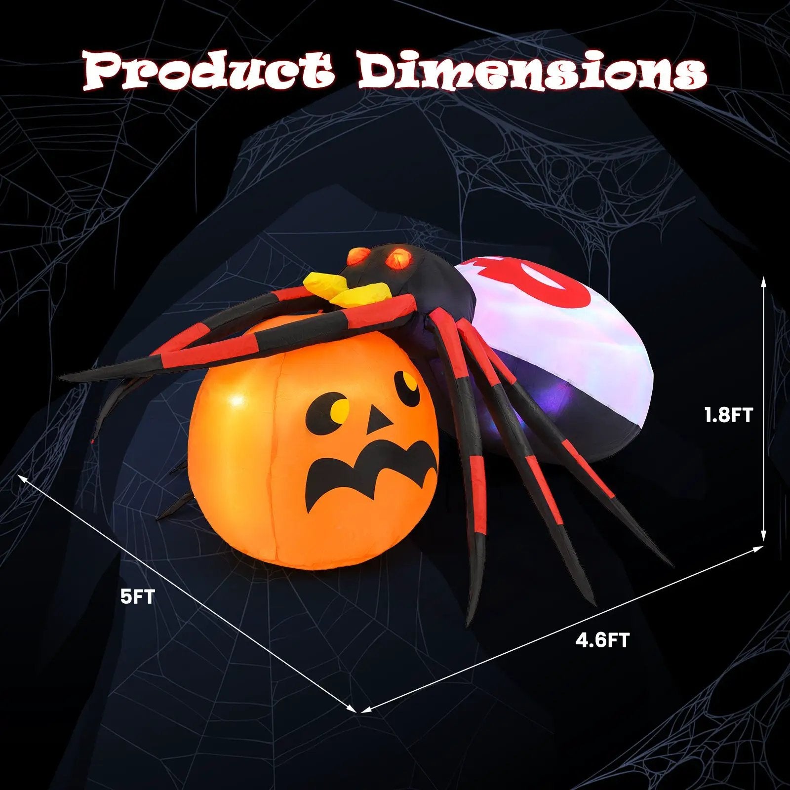 4.9 x 4.6 Feet Inflatable Spider with Pumpkin and Rotating Light by DirectDeals