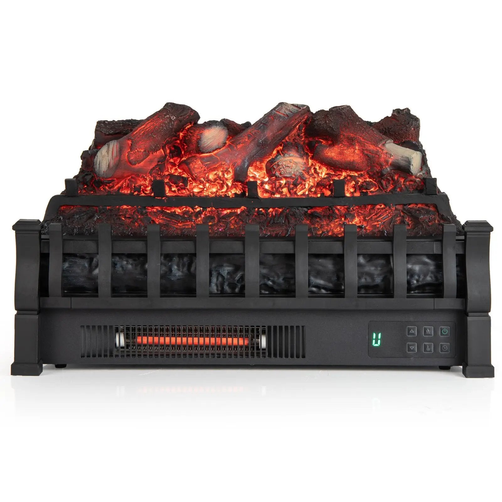 Infrared Quartz Electric Fireplace with Adjustable 3D Flame Colors and Overheat Protection-Black by DirectDeals
