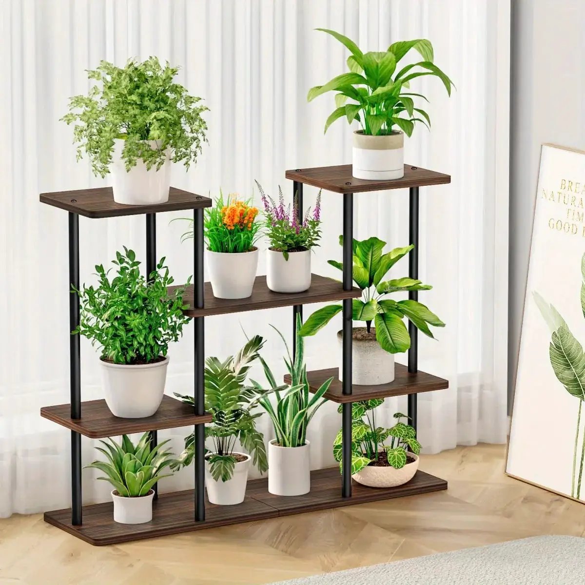 INGIORDAR 4-Tier Metal Plant Stand Indoor 10 Pot Tiered Flower Holder by House Of Avana