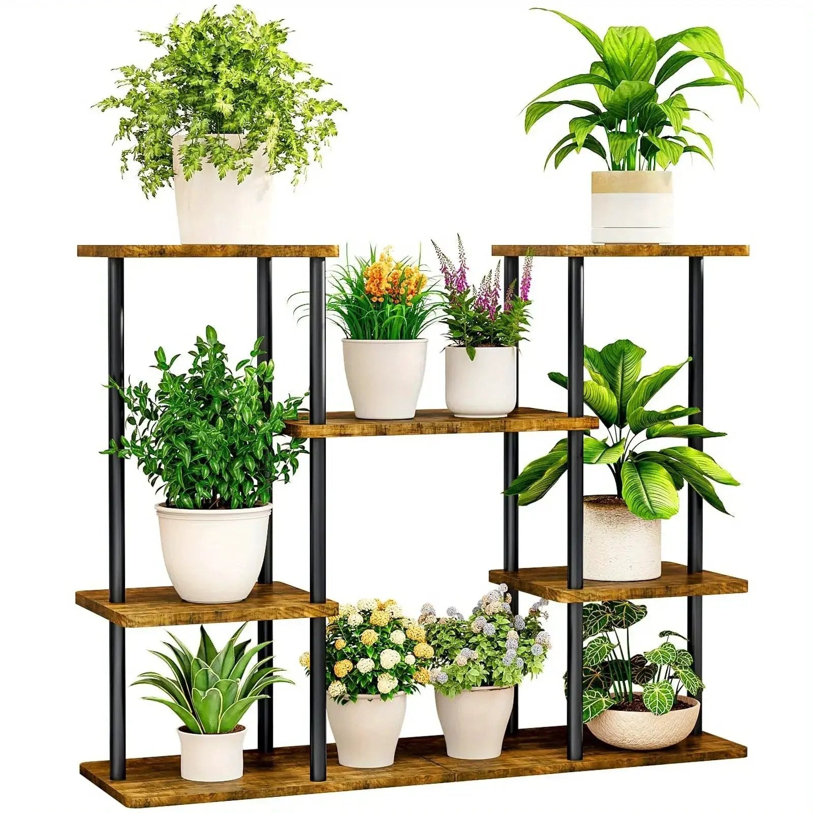 INGIORDAR 4-Tier Metal Plant Stand Indoor 10 Pot Tiered Flower Holder by House Of Avana