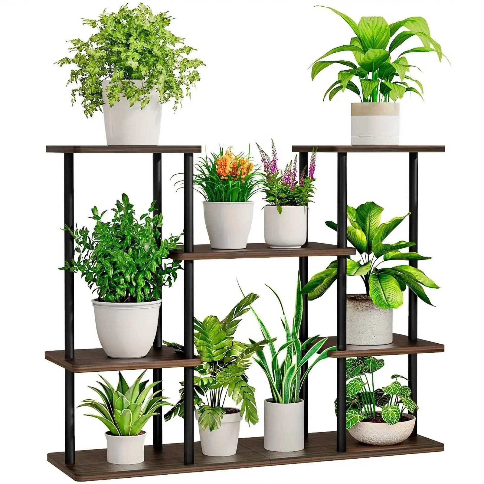 INGIORDAR 4-Tier Metal Plant Stand Indoor 10 Pot Tiered Flower Holder by House Of Avana