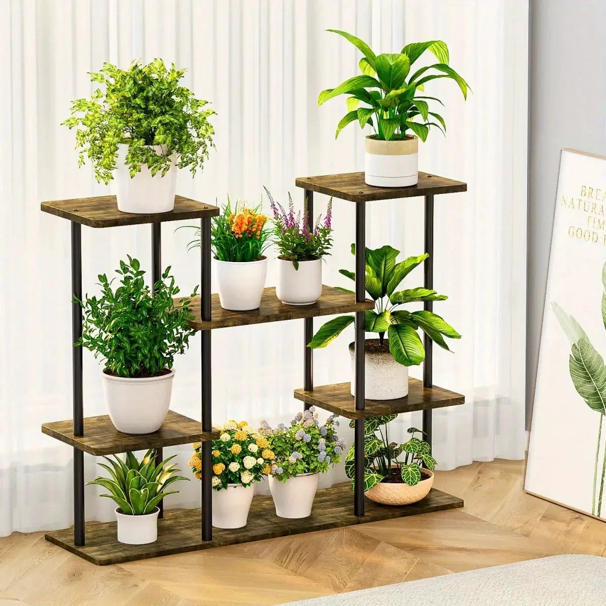 INGIORDAR 4-Tier Metal Plant Stand Indoor 10 Pot Tiered Flower Holder by House Of Avana