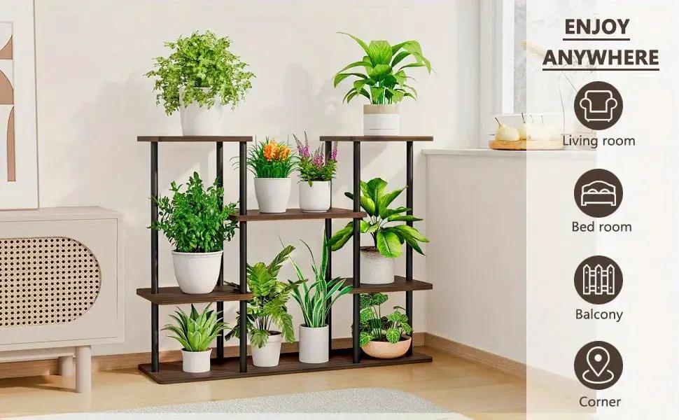 INGIORDAR 4-Tier Metal Plant Stand Indoor 10 Pot Tiered Flower Holder by House Of Avana