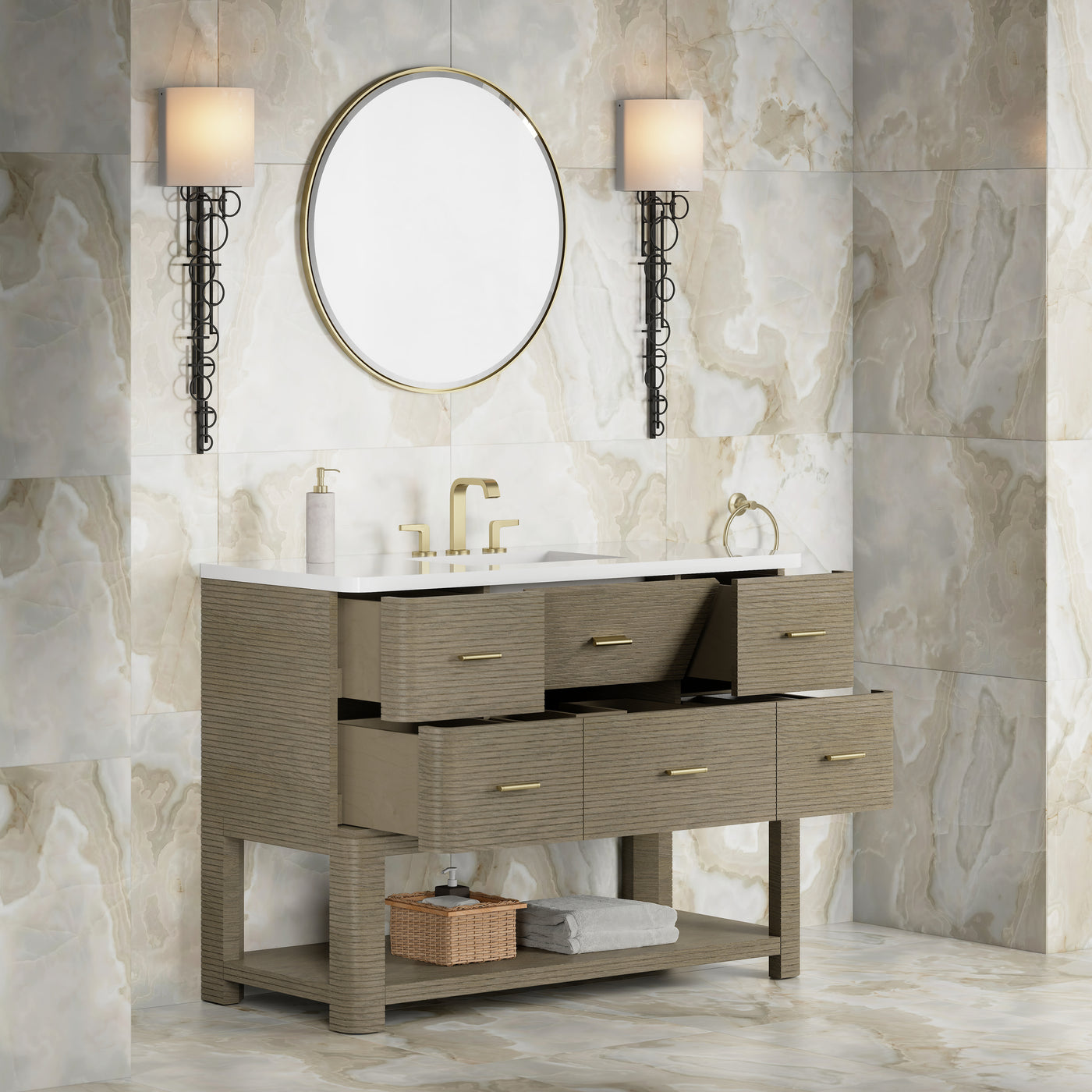 James Martin Lucian 48" Single Bathroom Vanity, Pebble Oak, view 35