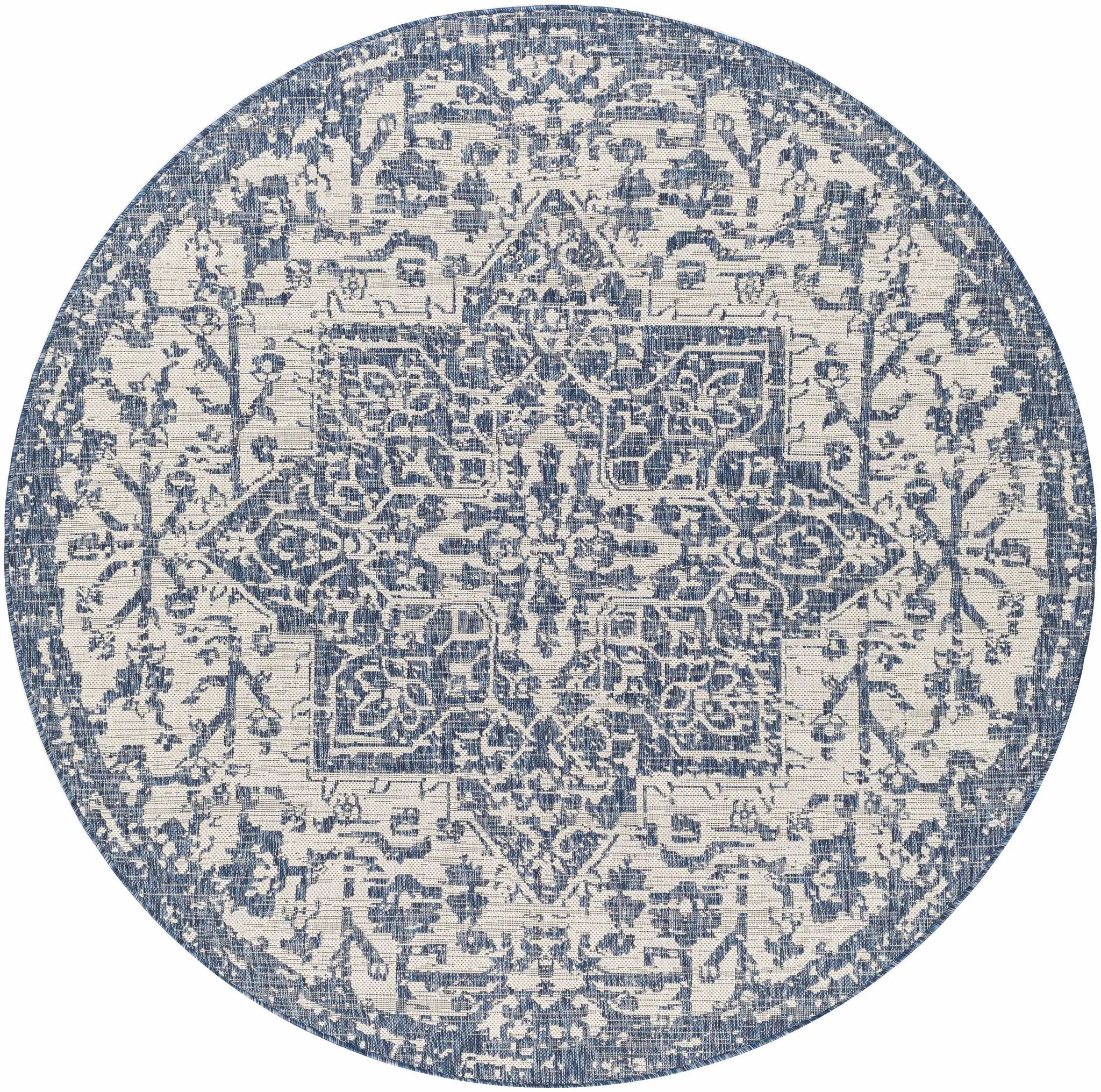 Dark Blue Kilmacolm Indoor & Outdoor Area Rug - Clearance by Boutique Rugs