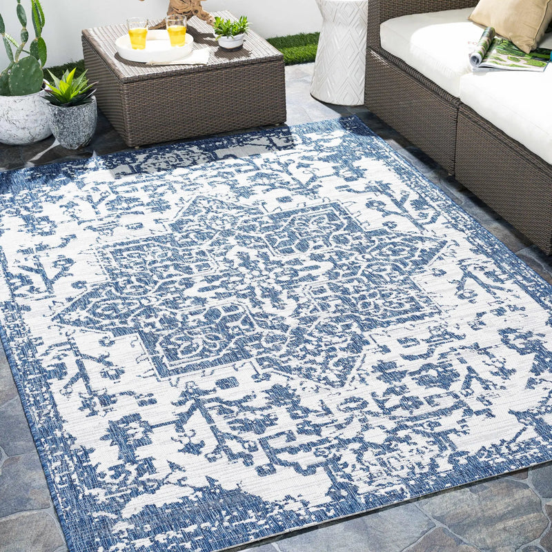 Dark Blue Kilmacolm Indoor & Outdoor Area Rug - Clearance by Boutique Rugs