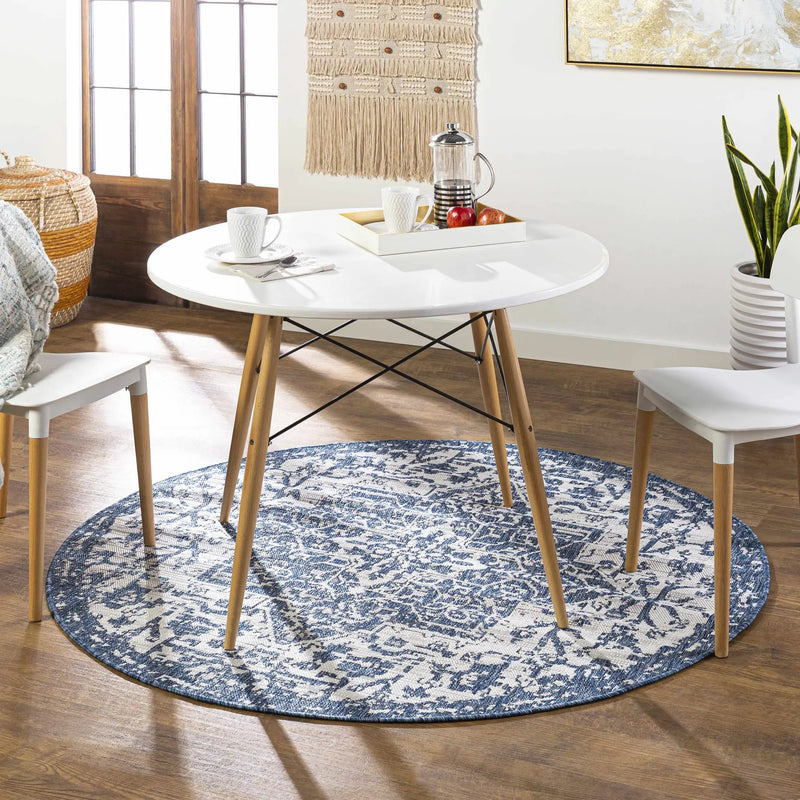 Dark Blue Kilmacolm Indoor & Outdoor Area Rug - Clearance by Boutique Rugs