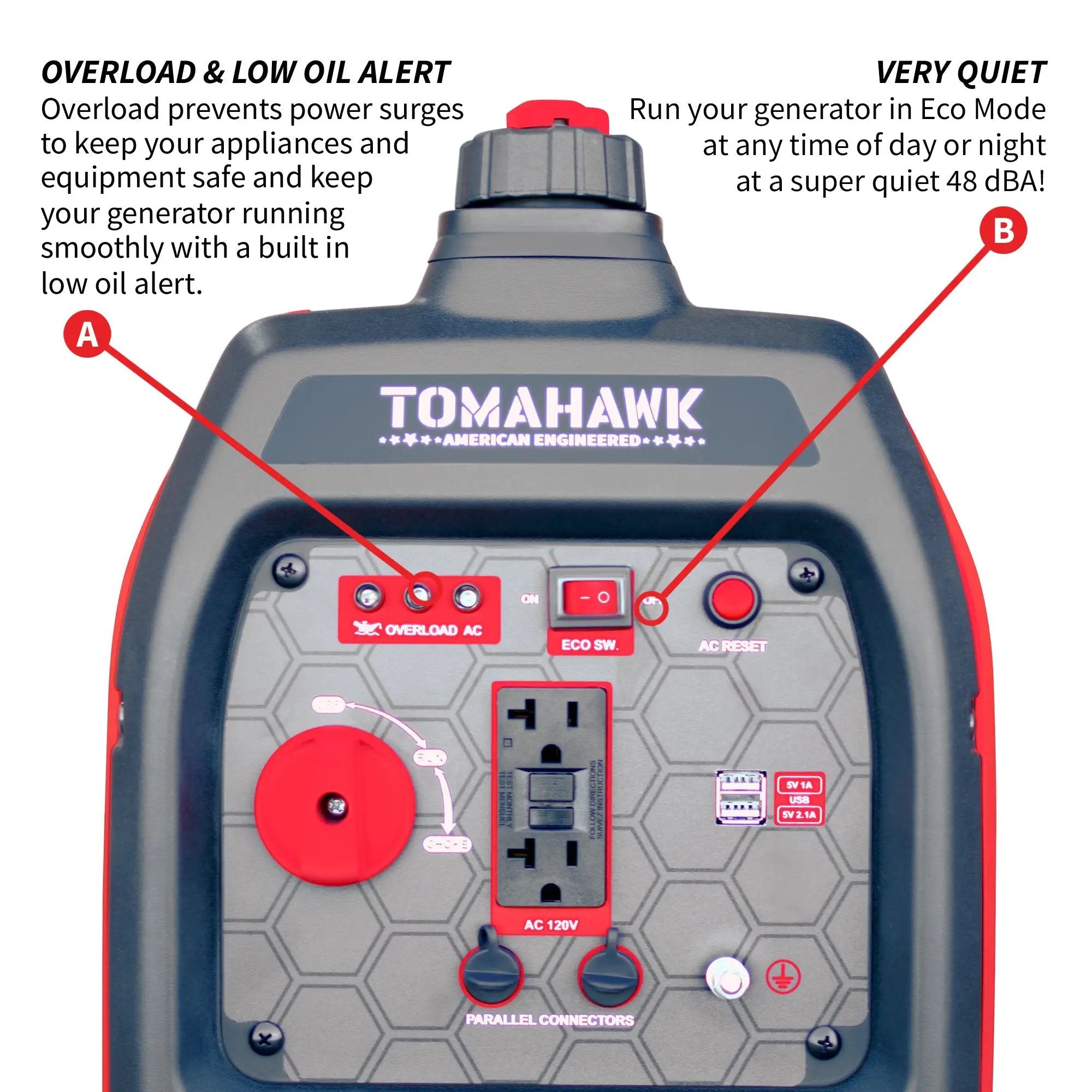 2000 Watt Inverter Generator Super Quiet Portable Gas Power Professional Use by Tomahawk Power