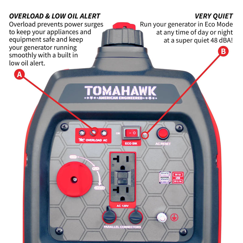 2000 Watt Inverter Generator Super Quiet Portable Gas Power Professional Use by Tomahawk Power