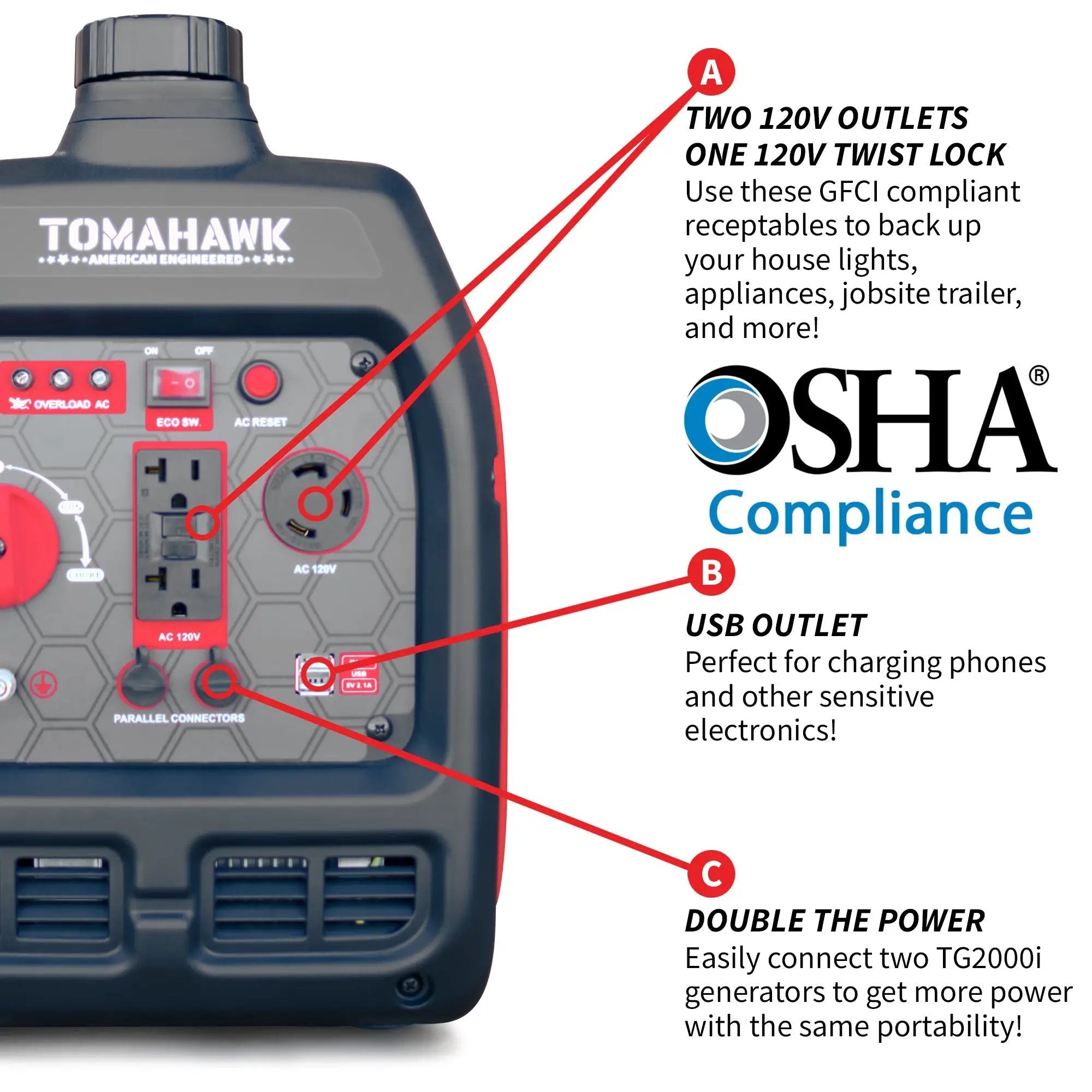 3000 Watt Inverter Generator Super Quiet Portable Gas Power Professional Use by Tomahawk Power