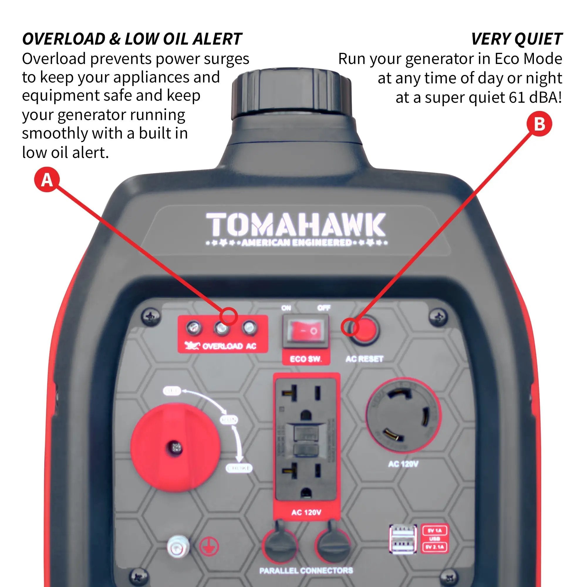 3000 Watt Inverter Generator Super Quiet Portable Gas Power Professional Use by Tomahawk Power