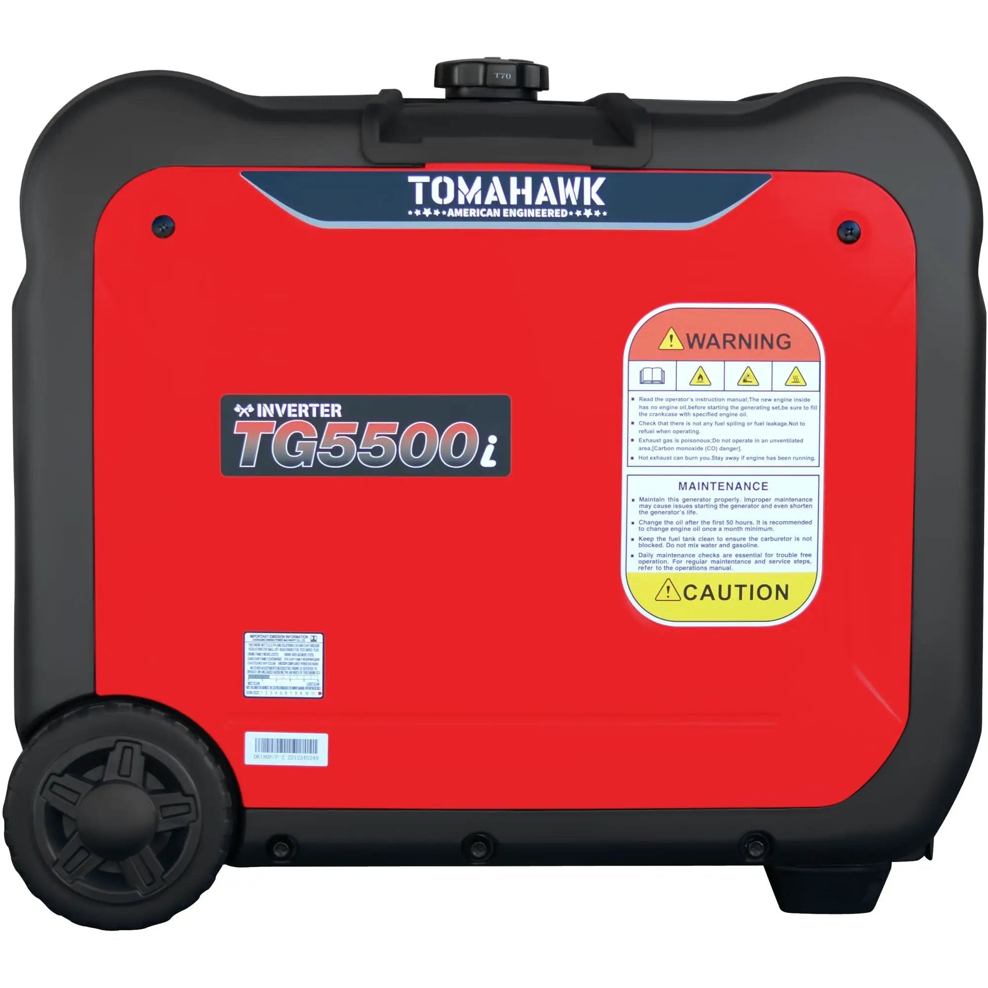 5500 Watt Inverter Generator Super Quiet Portable Gas Power Professional Use by Tomahawk Power