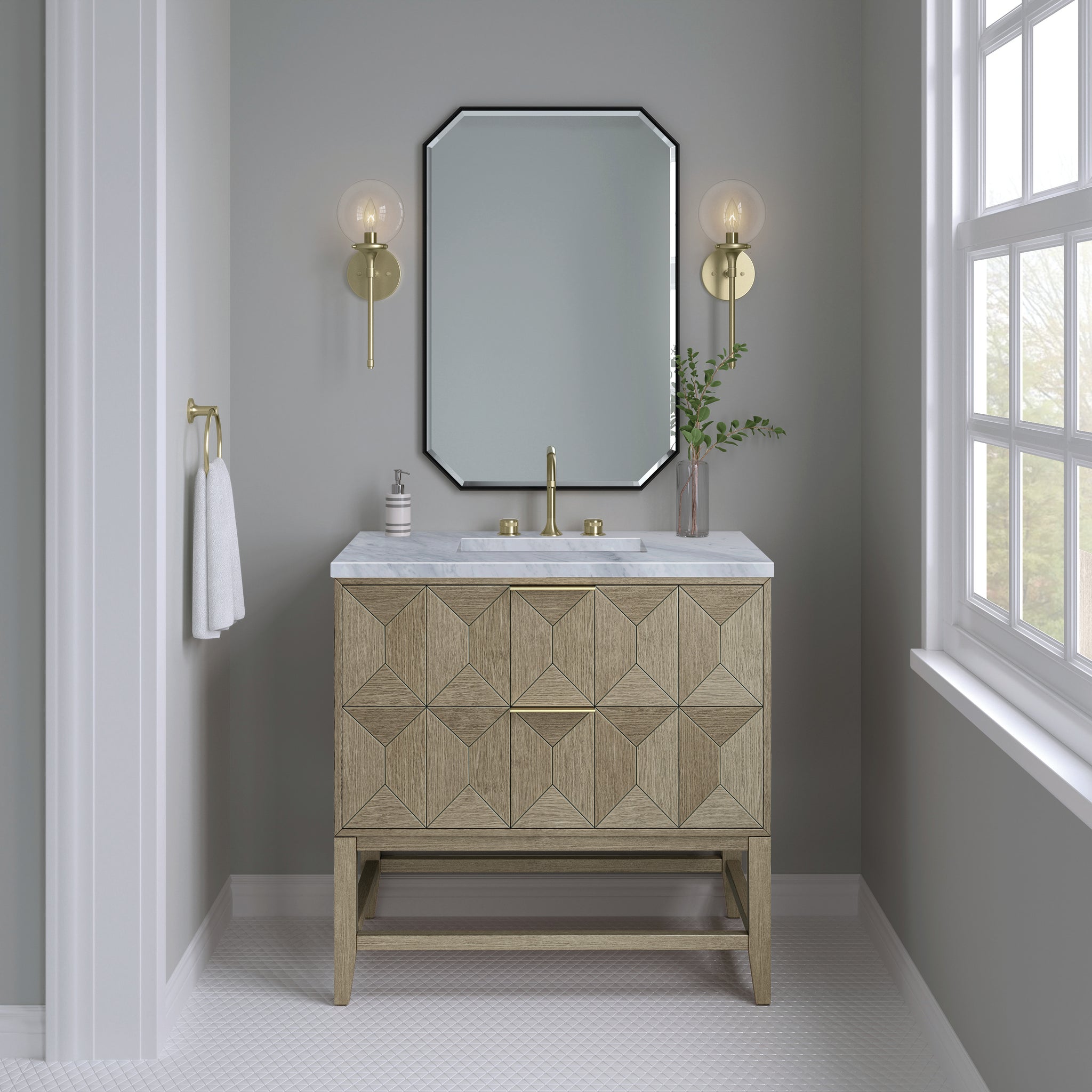 James Martin Emmeline 36" Single Bathroom Vanity, Pebble Oak, view 38