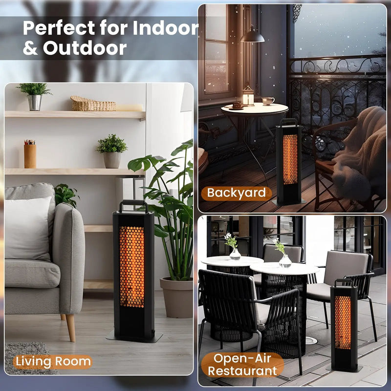 IP65 Waterproof Aluminum Heater with Double-Sided Heating and Overheat Protection-Black by DirectDeals