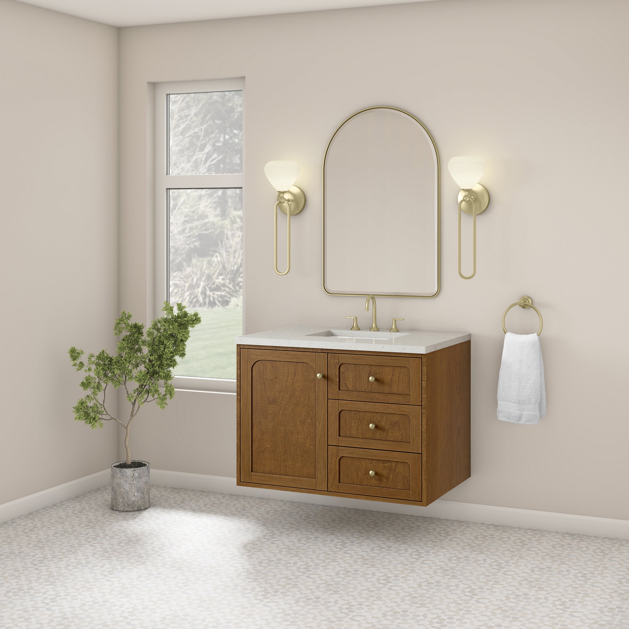 James Martin Laurent 36" Dual Mount Single Bathroom Vanity, Honey Oak, view 32
