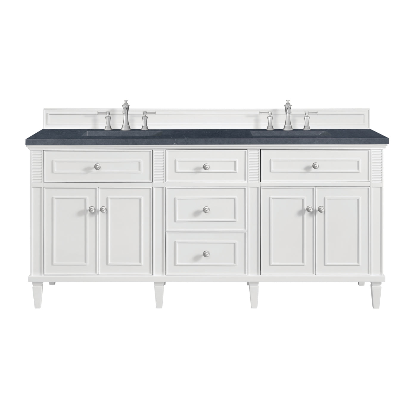 James Martin Lorelai 72" Double Bathroom Vanity, Bright White with Charcoal Soapstone countertop