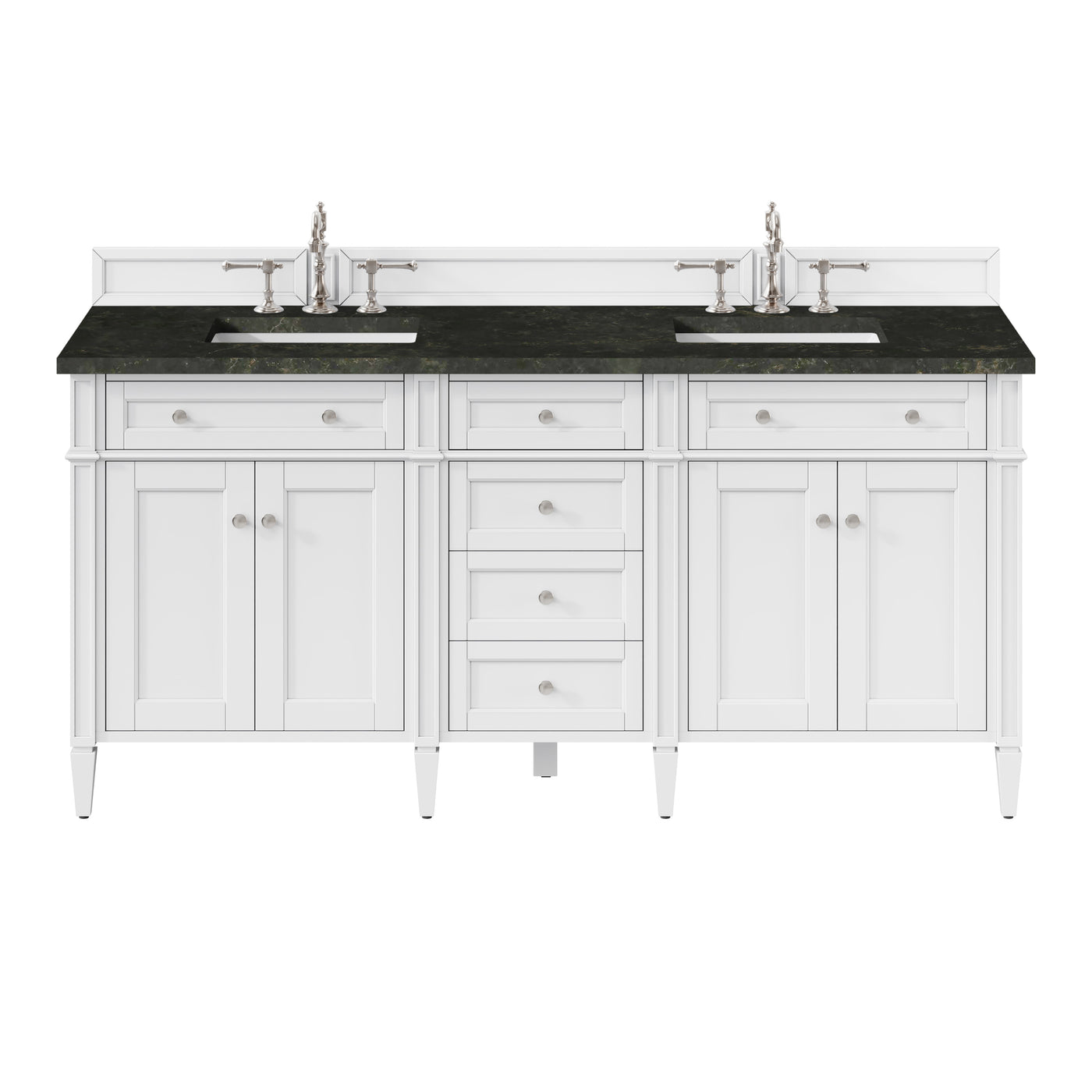 James Martin Brittany 72" Double Bathroom Vanity, Bright White with Phantome countertop