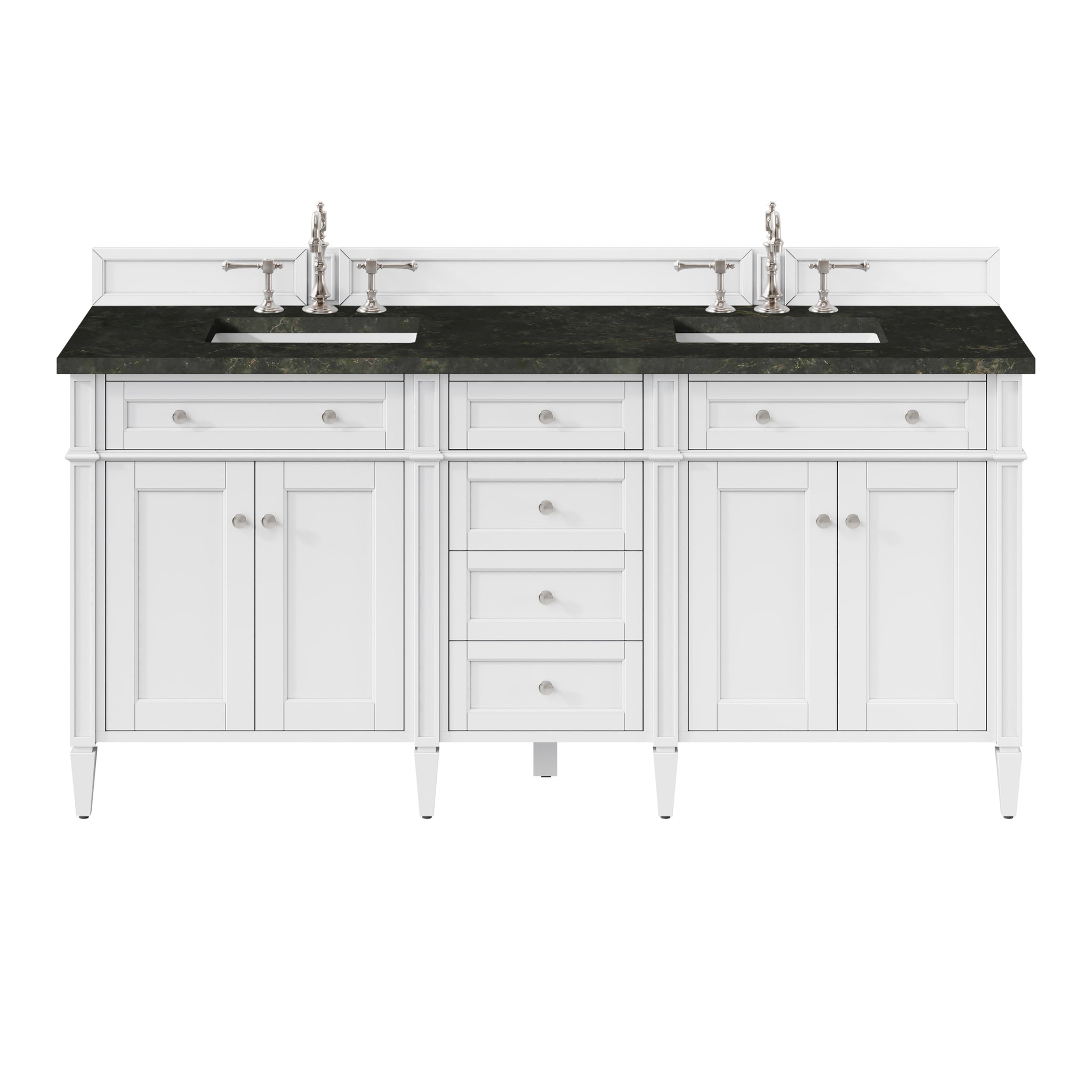 James Martin Brittany 72" Double Bathroom Vanity, Bright White with Phantome countertop