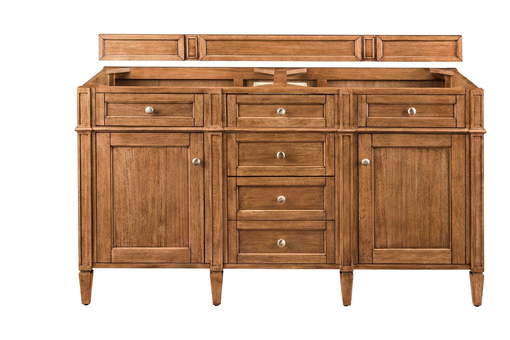 James Martin Brittany 60" Double Bathroom Vanity, Saddle Brown, cabinet without a countertop