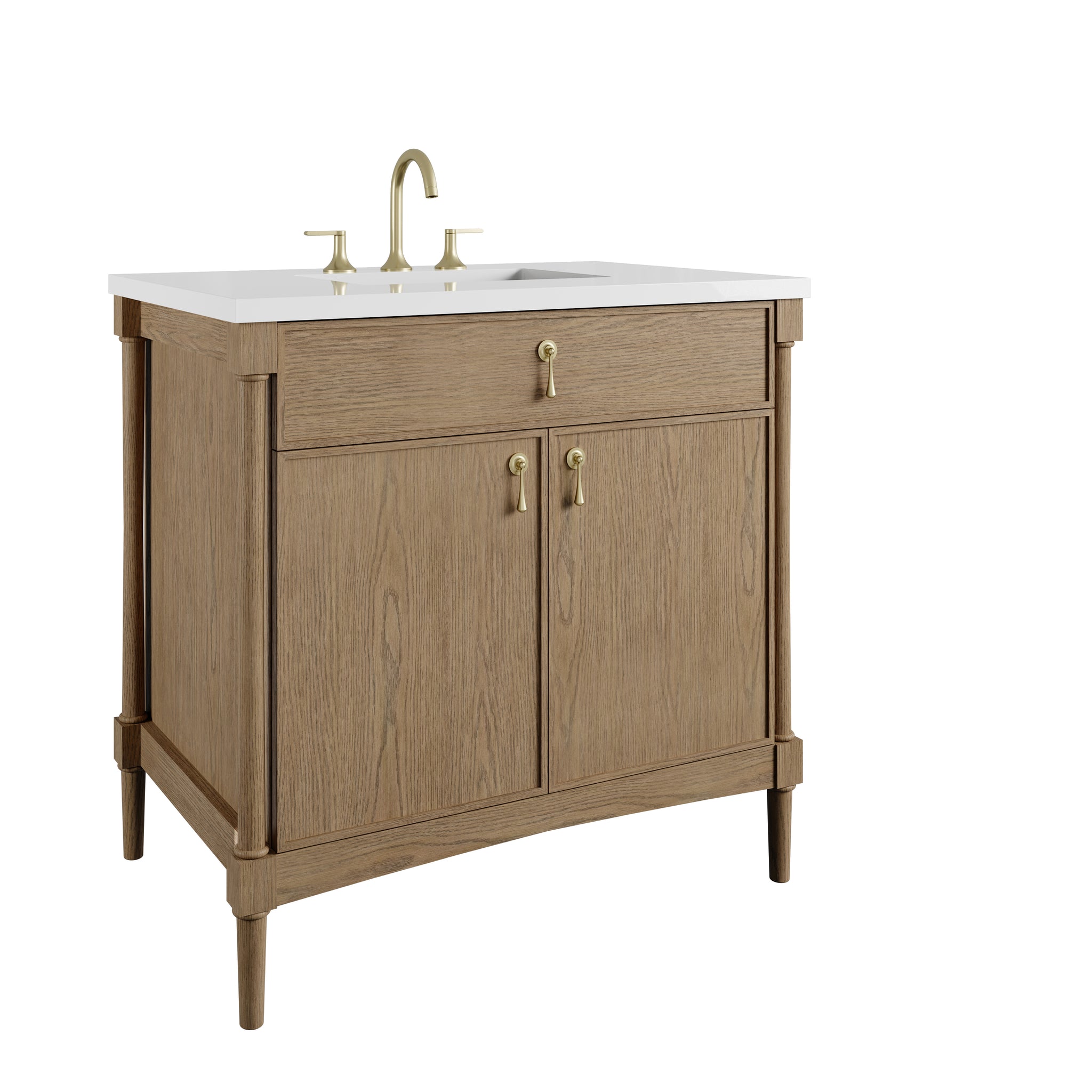 James Martin Kinnsden 36" Single Bathroom Vanity, Weathered Oak, view 38
