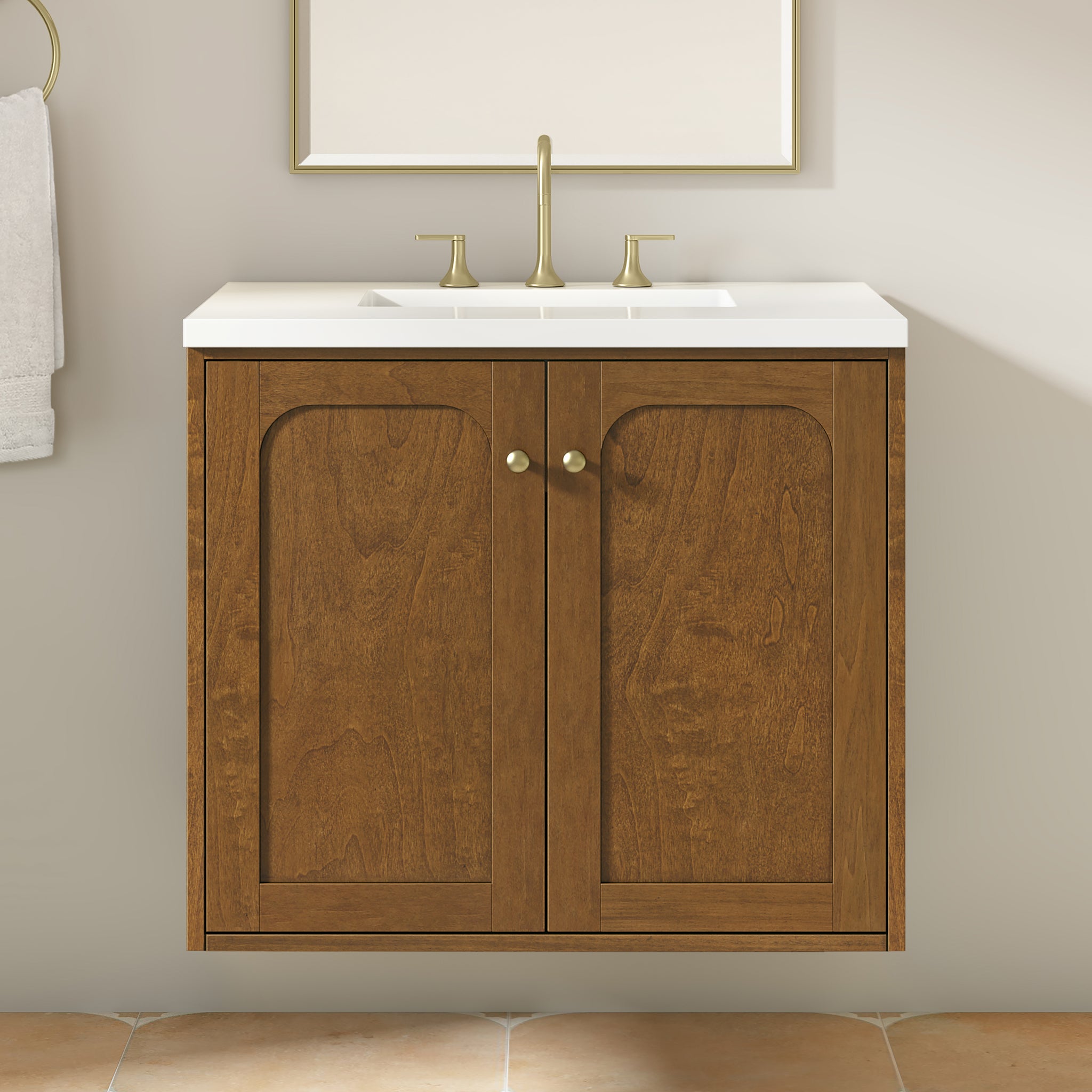 James Martin Laurent 30" Dual Mount Single Bathroom Vanity, Honey Oak, view 38