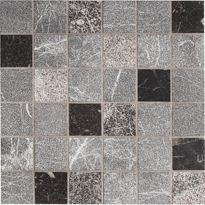 Iris Black Textured 2x2 Marble Mosaics 12x12 by Stonetiledepot