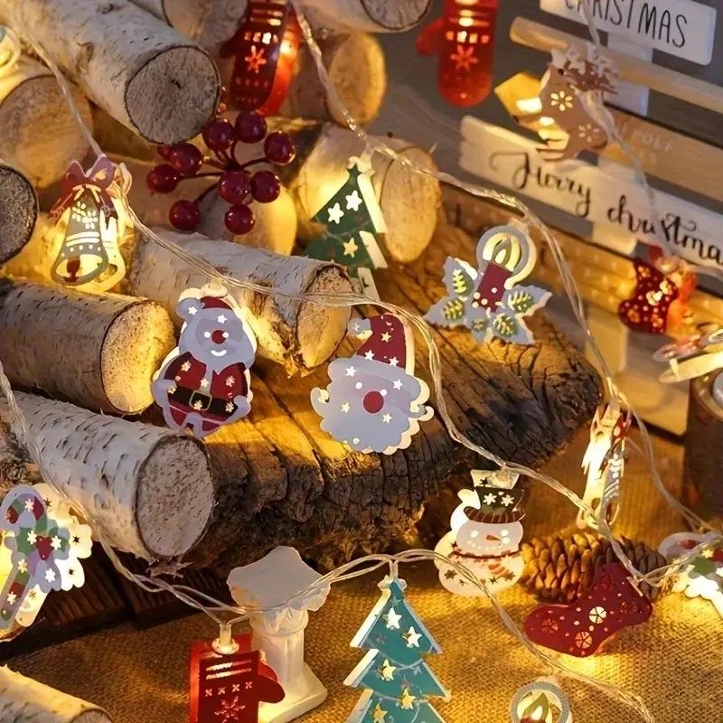 Iron Christmas LED String Lights with Cartoon Designs & Battery Power by House Of Avana