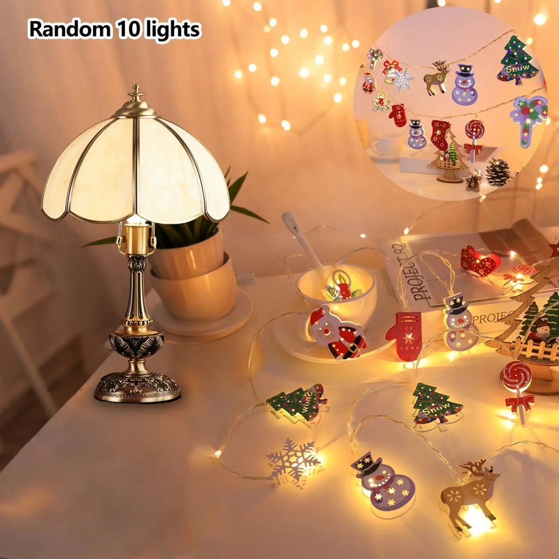 Iron Christmas LED String Lights with Cartoon Designs & Battery Power by House Of Avana