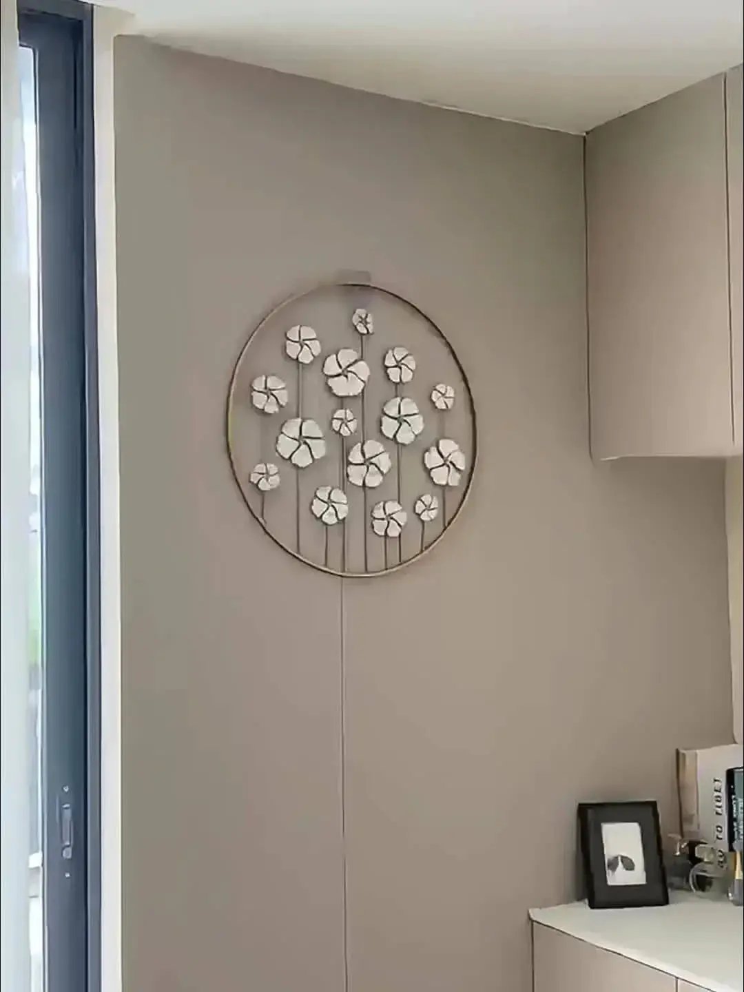 Iron Floral Wall Art with Golden Accents and White Flowers by House Of Avana