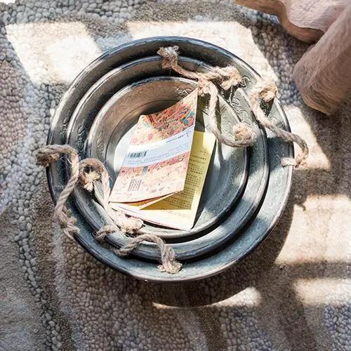 Iron Tub Antique Flower Pattern Tub with Rope Handles (Set of 3) by RusticReach