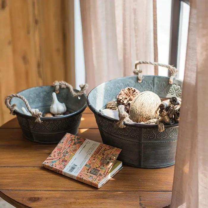 Iron Tub Antique Flower Pattern Tub with Rope Handles (Set of 3) by RusticReach