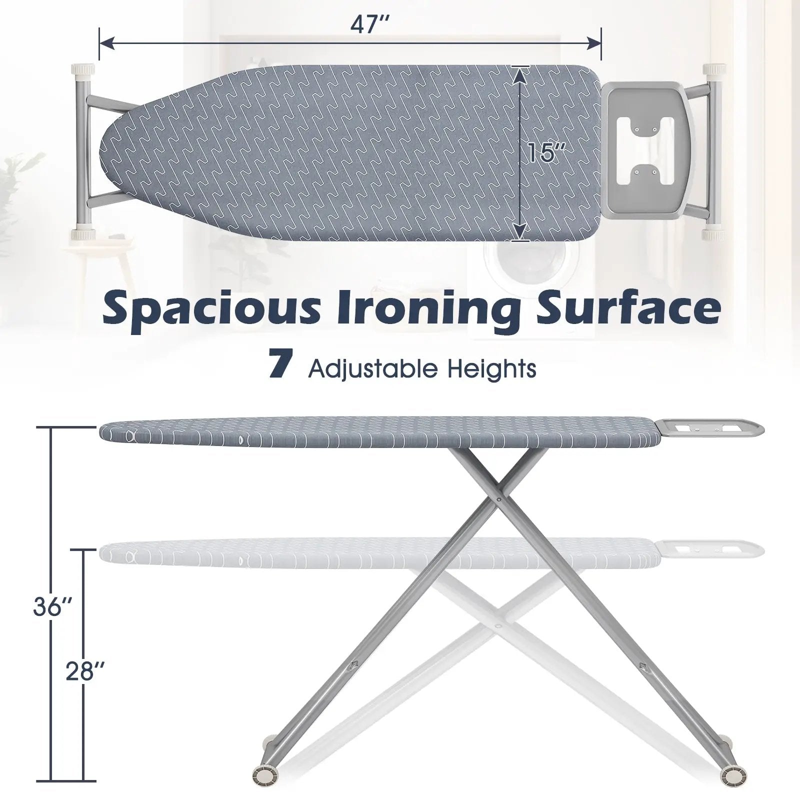 Ironing Board with Iron Rest and Removable Silver-Gray by DirectDeals