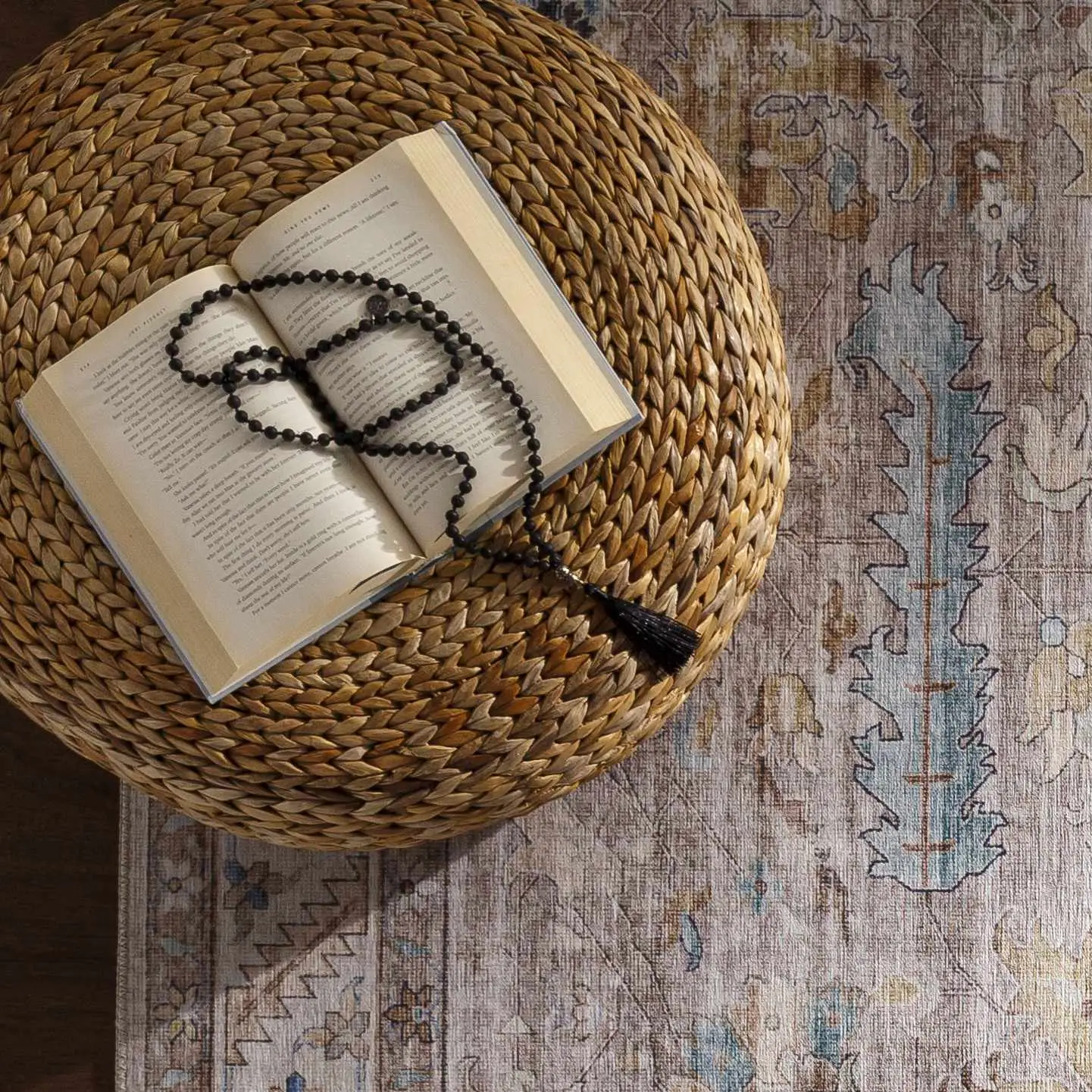 Kaumakani Knitted Jute Round Pouf by Boutique Rugs